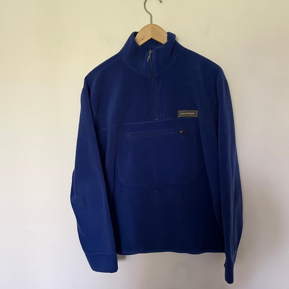 Polo Sport Ralph Lauren Mens Blue Quarter Zip Fleece Pullover Jacket Size M